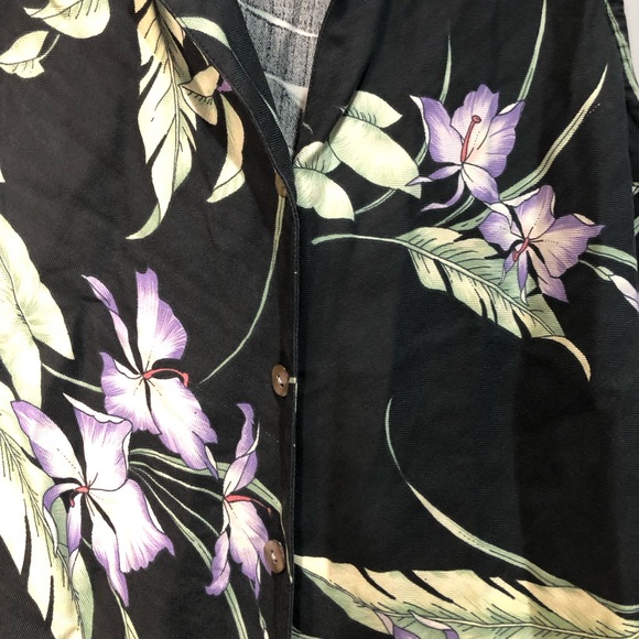 Tommy Bahama 100% Silk Hawaiian Tropical Floral Print Tie Front Top - Picture 8 of 13